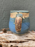 Natural clay and blue tree mug