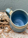 Natural clay and blue tree mug